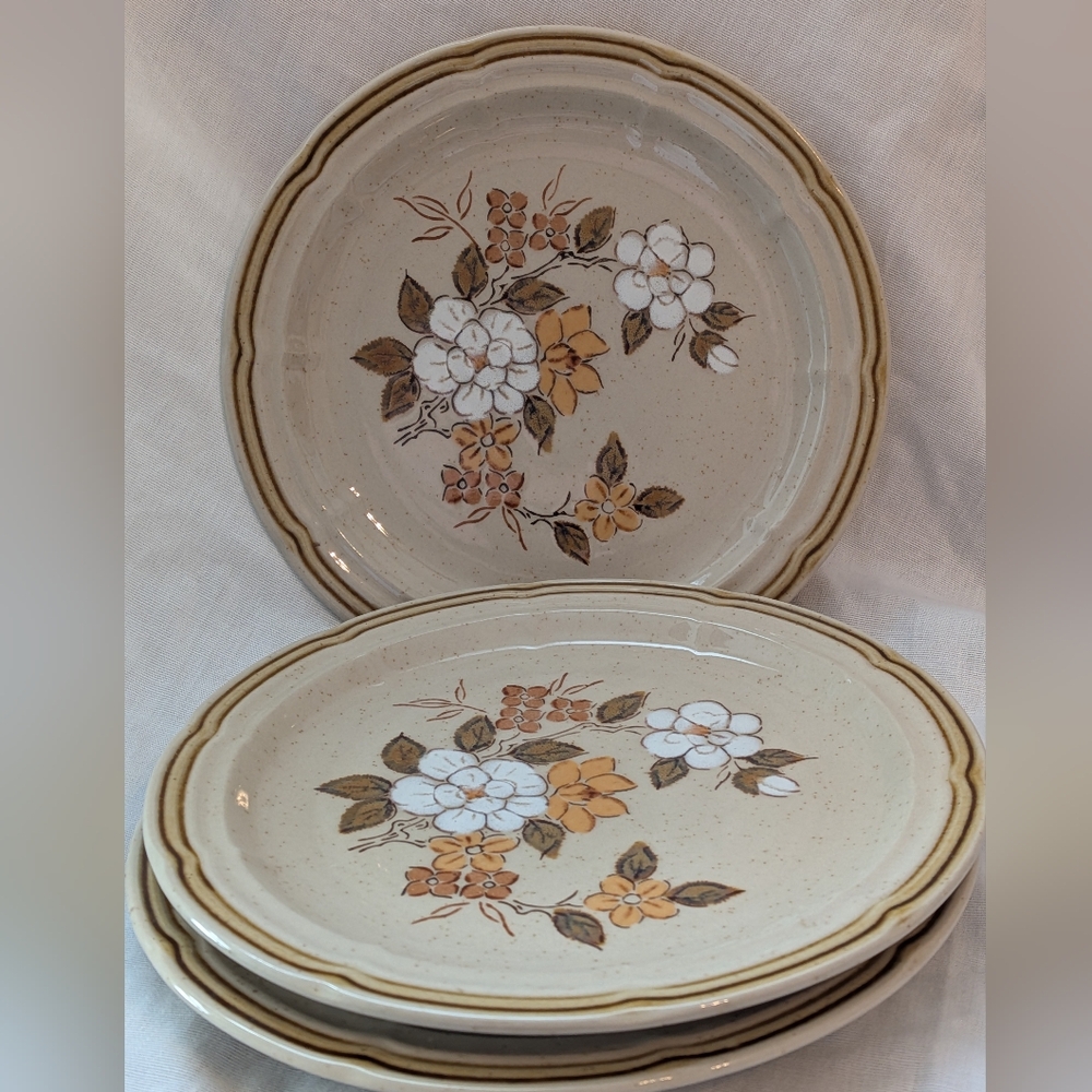 Vintage Crown Manor Plates - Autumn Blossom Set Of 3